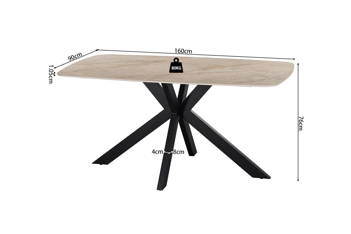 NEW - Tafel 'Apollo' 160 cm Deens Ovaal Glanzend steen Shakespear Beige (2c) - foto 7