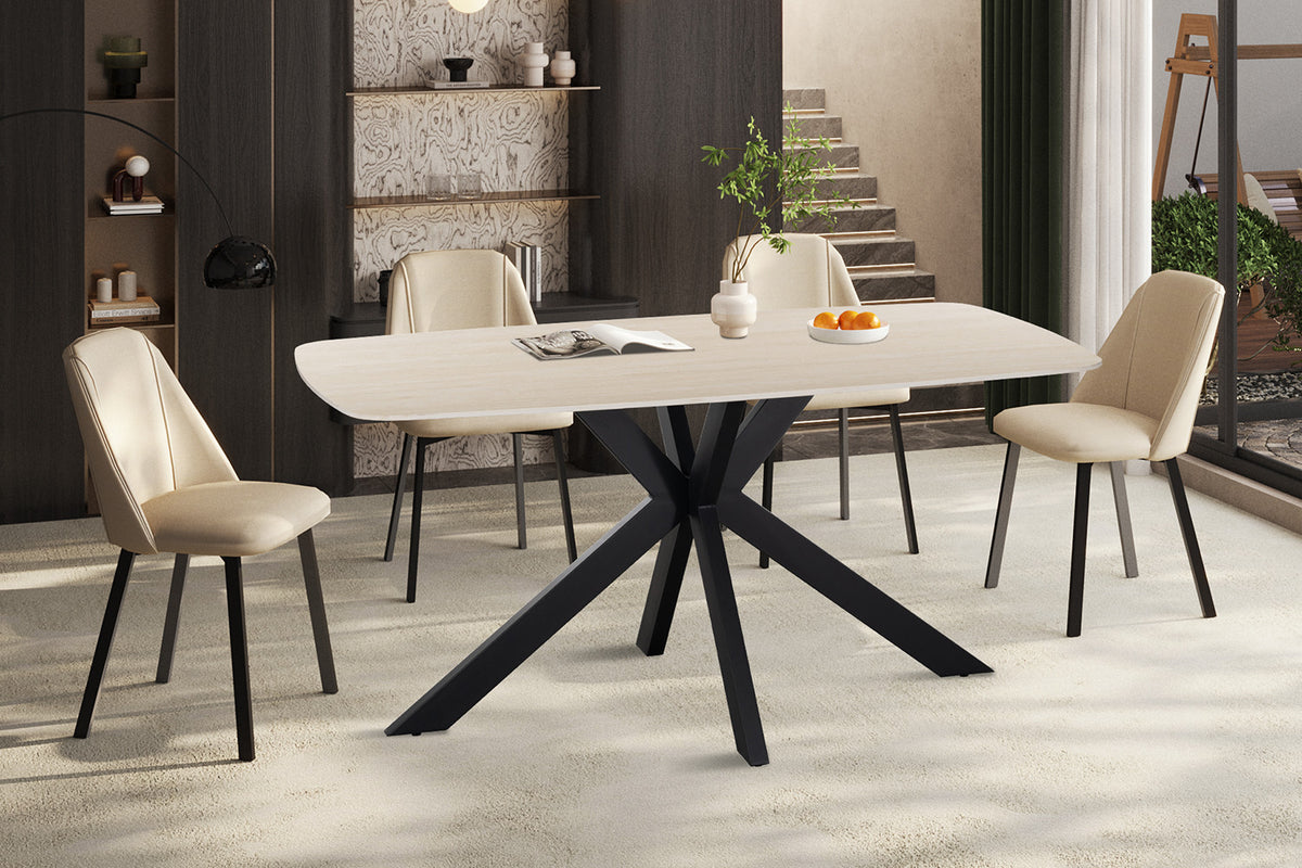 NEW - Tafel 'Apollo' 160 cm Deens Ovaal steen Baroque beige (2c)