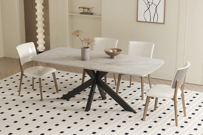Tafel 'Apollo' 180 cm Deens Ovaal Glanzend Steen Shakespear Beige (2c)