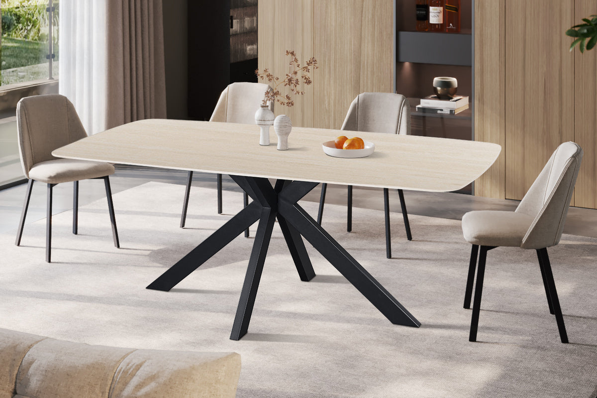NEW - Tafel 'Apollo' 180 cm Deens Ovaal Steen Baroque Beige (2c)