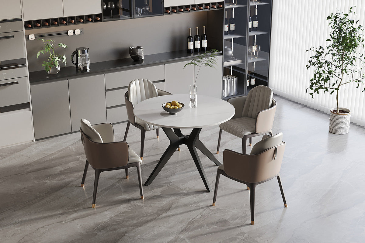 Tafel 'Apollo' 110 cm Rond Glanzend Steen Snow Wit (2c)