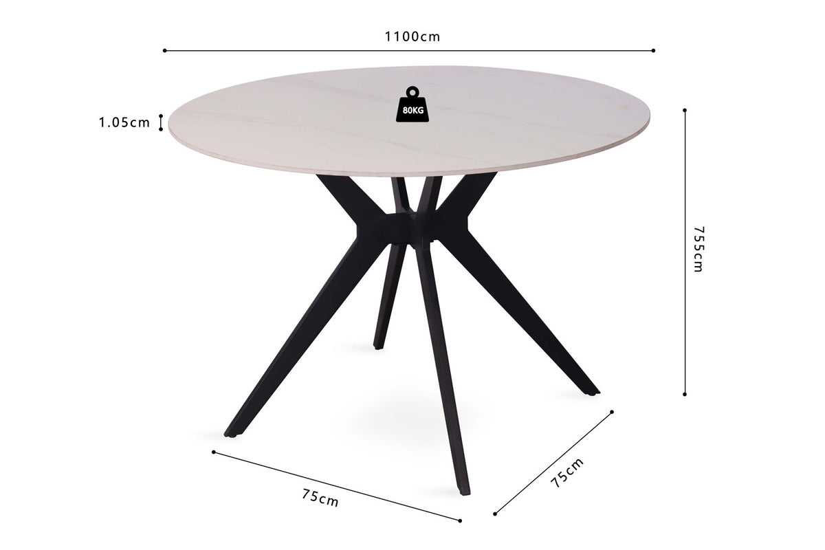 Tafel 'Apollo' 110 cm Rond Glanzend Steen Snow Wit (2c) - foto 10