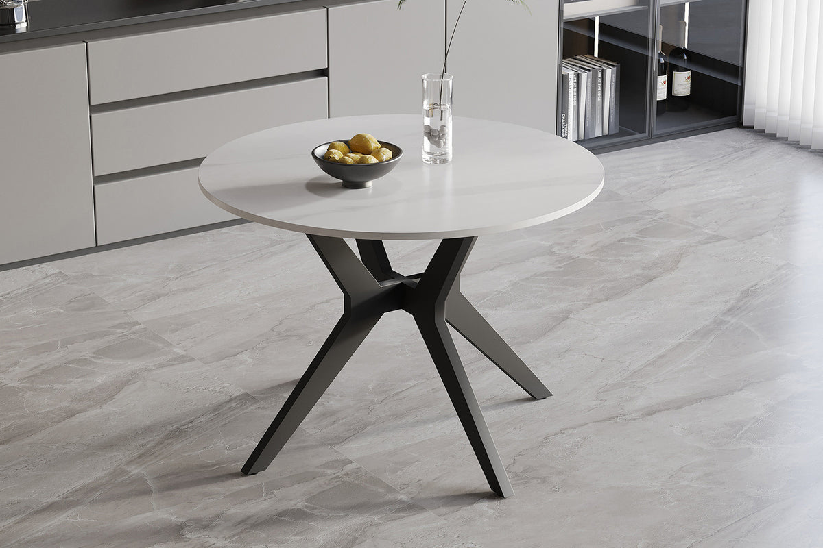 Tafel 'Apollo' 110 cm Rond Glanzend Steen Snow Wit (2c) - foto 3