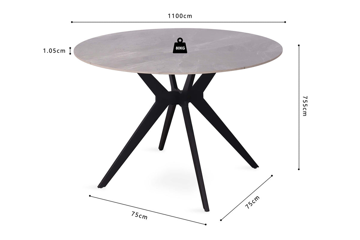 Tafel 'Apollo' 110 cm Rond Glanzend Steen Italian Grijs (2c) - foto 10