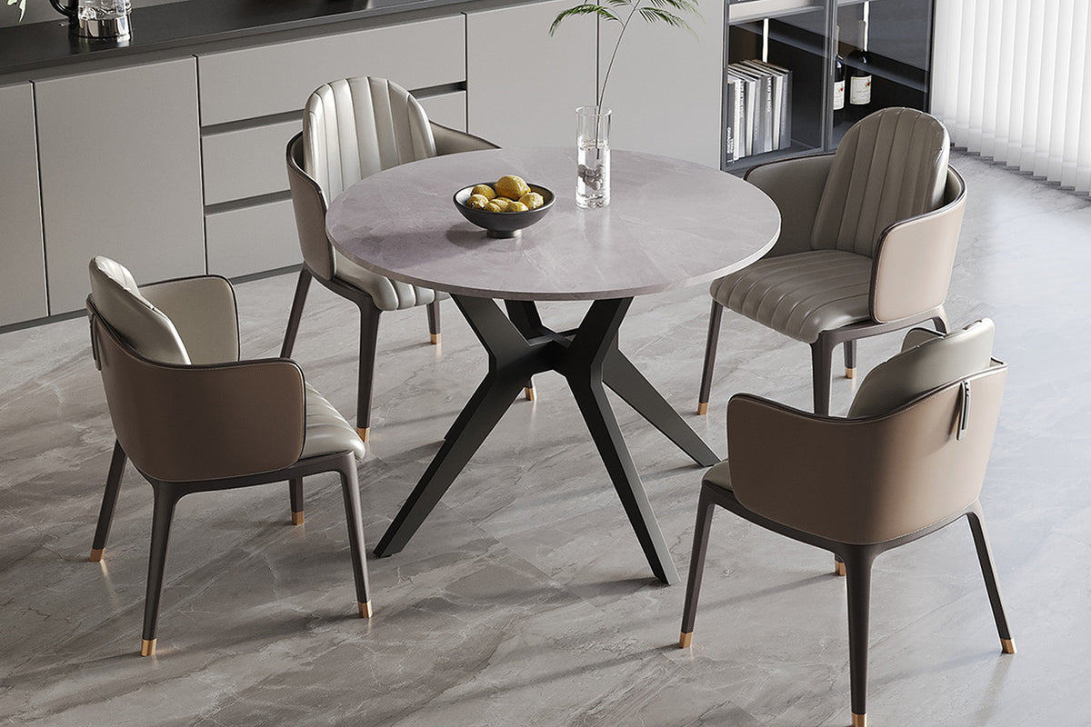Tafel 'Apollo' 110 cm Rond Glanzend Steen Italian Grijs (2c) - foto 2