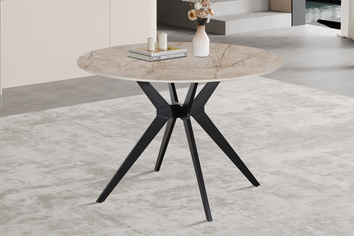 NEW - Tafel 'Apollo' 110 cm Rond Glanzend Steen Shakespear Beige (2c) - foto 3
