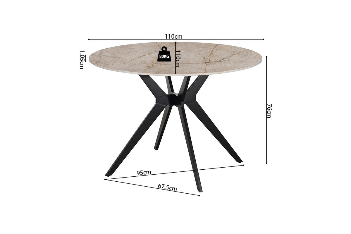 NEW - Tafel 'Apollo' 110 cm Rond Glanzend Steen Shakespear Beige (2c) - foto 7