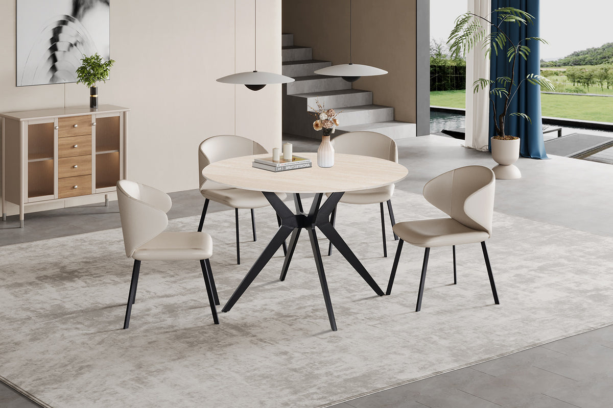 NEW - Tafel 'Apollo' 110 cm Rond Steen Baroque Beige (2c)