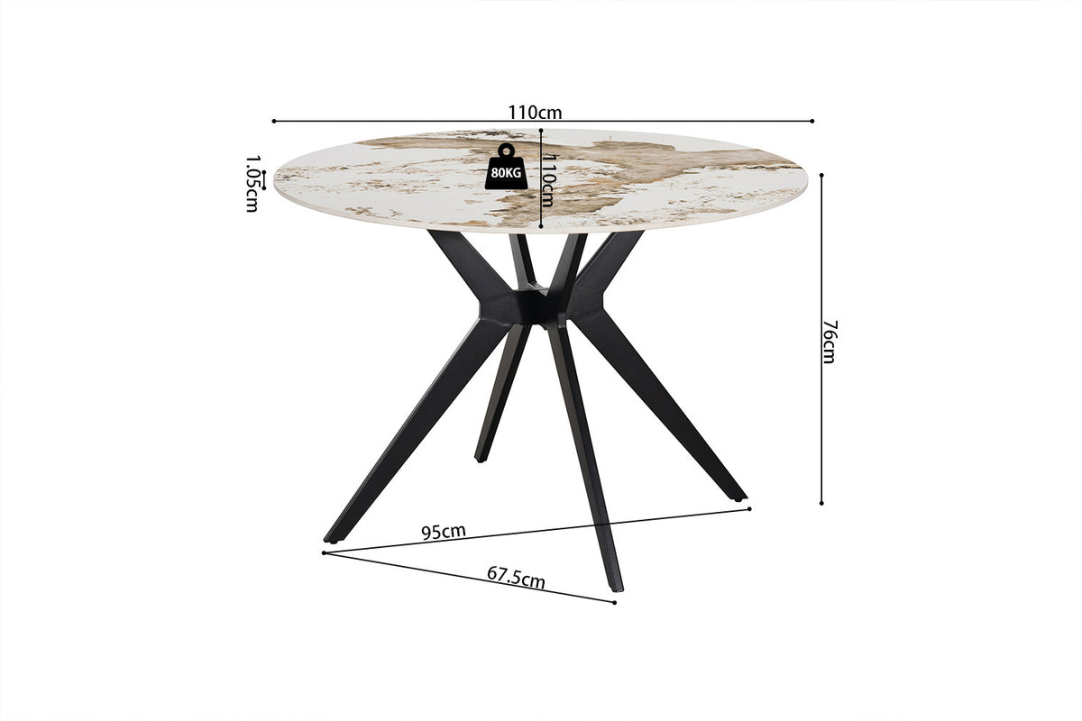 NEW - Tafel 'Apollo' 110 cm Rond Glanzend Steen Pandora (2c) - foto 7