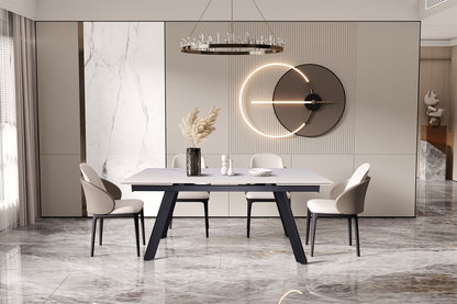 Uitschuifbare tafel 'Hera' 160-240 cm Rechthoekig Steen Wit (2c)