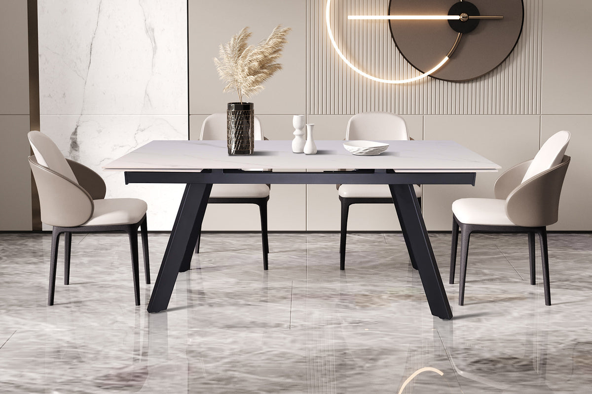 Uitschuifbare tafel 'Hera' 160-240 cm Rechthoekig Steen Wit (2c) - foto 2