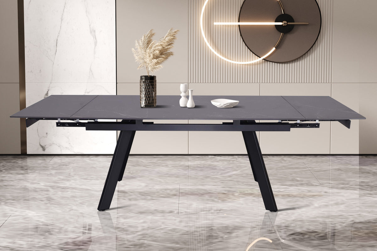 Uitschuifbare tafel 'Hera' 160-240 cm Rechthoekig Steen Zwart (2c) - foto 3