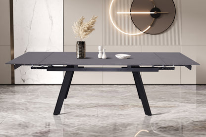 Uitschuifbare tafel 'Hera' 160-240 cm Rechthoekig Steen Zwart (2c) - foto 3