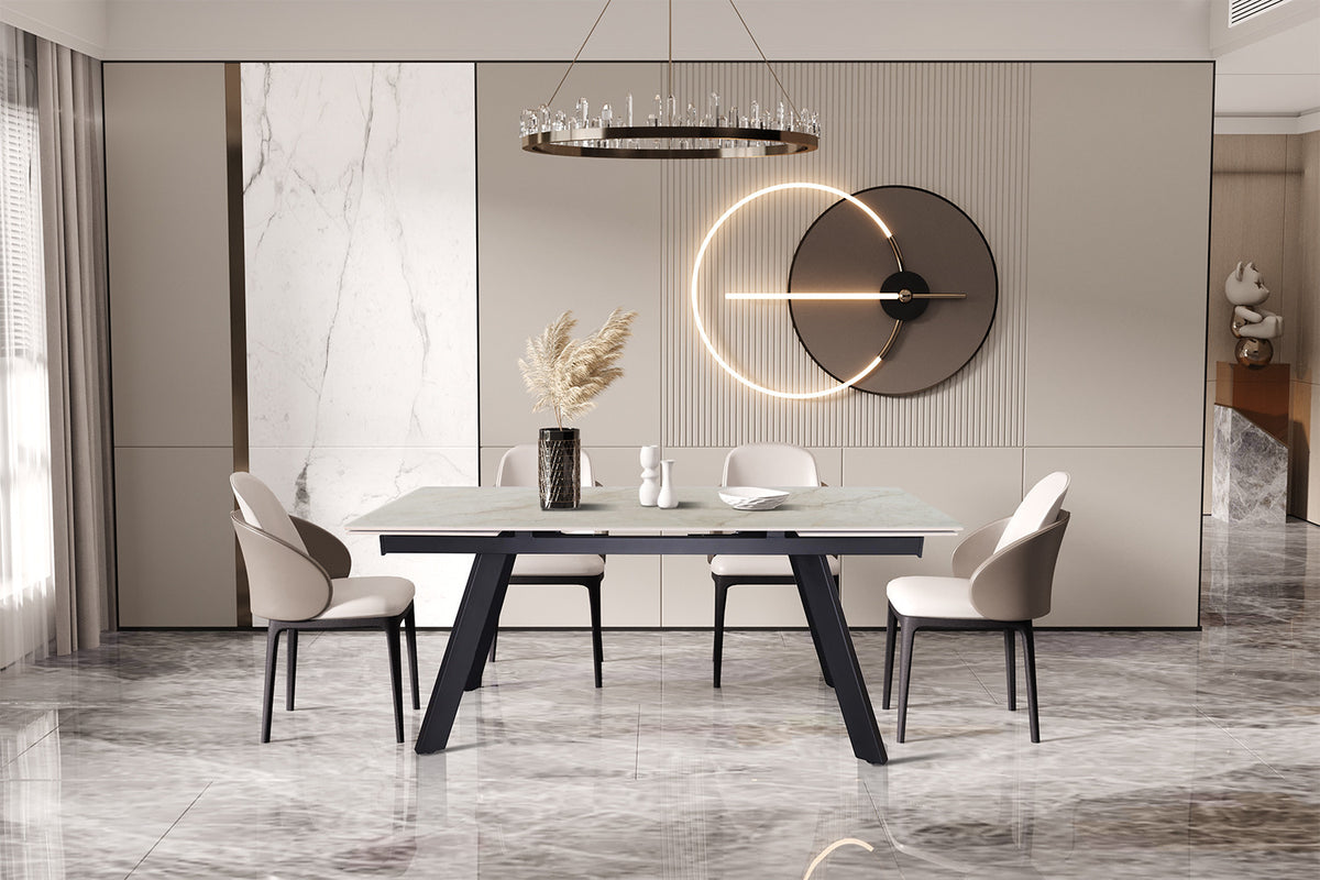 Uitschuifbare tafel 'Hera' 160-240 cm Rechthoekig Glanzend Shakespear Beige (2c)