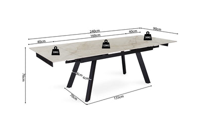Uitschuifbare tafel 'Hera' 160-240 cm Rechthoekig Glanzend Shakespear Beige (2c) - foto 10