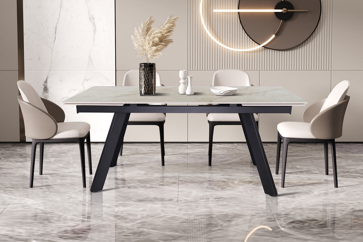 Uitschuifbare tafel 'Hera' 160-240 cm Rechthoekig Glanzend Shakespear Beige (2c) - foto 2