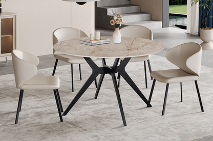 NEW - Tafel 'Apollo' 120 cm Rond Glanzend Steen Shakespear Beige (2c) - foto 2