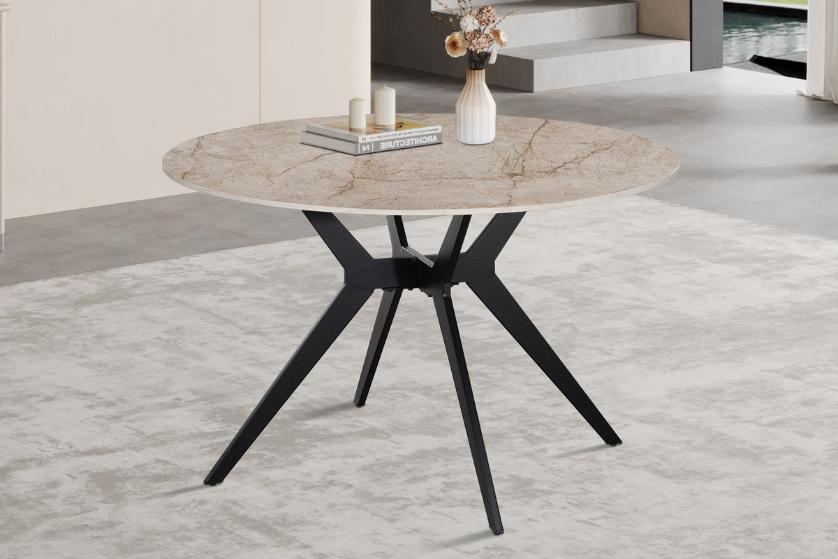 NEW - Tafel 'Apollo' 120 cm Rond Glanzend Steen Shakespear Beige (2c) - foto 3