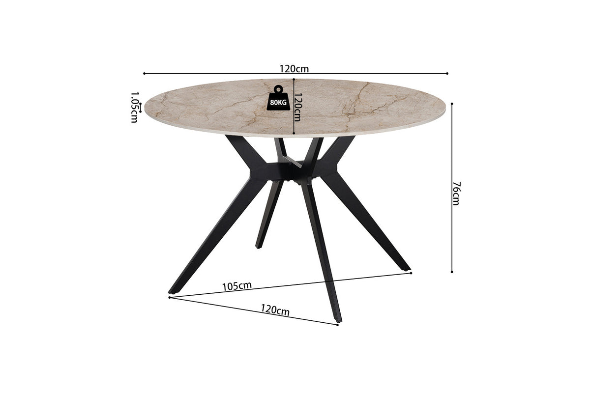 NEW - Tafel 'Apollo' 120 cm Rond Glanzend Steen Shakespear Beige (2c) - foto 7