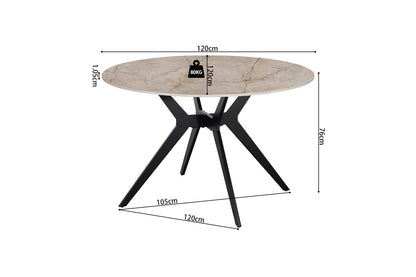 NEW - Tafel 'Apollo' 120 cm Rond Glanzend Steen Shakespear Beige (2c) - foto 7