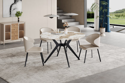 NEW - Tafel 'Apollo' 120 cm Rond Glanzend Steen Pandora (2c)