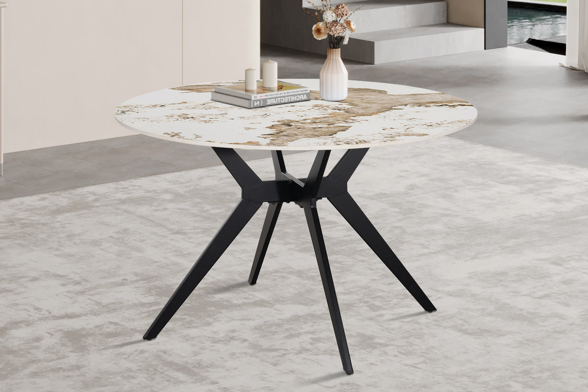 NEW - Tafel 'Apollo' 120 cm Rond Glanzend Steen Pandora (2c) - foto 3