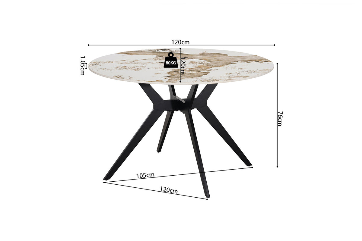 NEW - Tafel 'Apollo' 120 cm Rond Glanzend Steen Pandora (2c) - foto 7