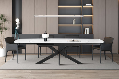 NEW - Uitschuifbare tafel 'Ares' 160-240 cm Deens Ovaal Steen Wit (2c)