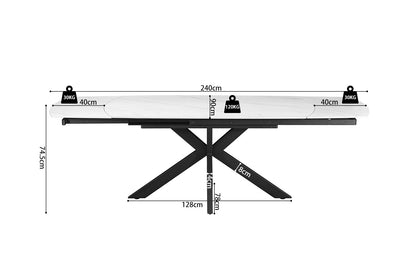 NEW - Uitschuifbare tafel 'Ares' 160-240 cm Deens Ovaal Steen Wit (2c) - foto 10