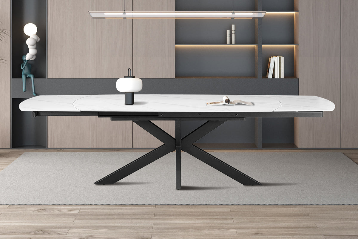 NEW - Uitschuifbare tafel 'Ares' 160-240 cm Deens Ovaal Steen Wit (2c) - foto 2
