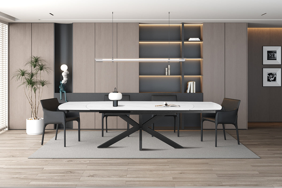 NEW - Uitschuifbare tafel 'Ares' 160-240 cm Deens Ovaal Steen Wit (2c) - foto 3