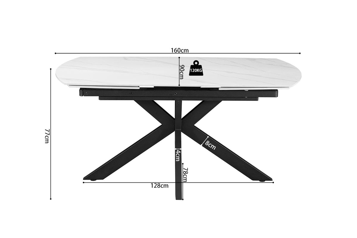NEW - Uitschuifbare tafel 'Ares' 160-240 cm Deens Ovaal Steen Wit (2c) - foto 9