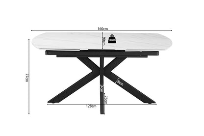 NEW - Uitschuifbare tafel 'Ares' 160-240 cm Deens Ovaal Steen Wit (2c) - foto 9