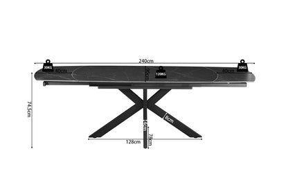 NEW - Uitschuifbare tafel 'Ares' 160-240 cm Deens Ovaal Steen Zwart (2c) - foto 10