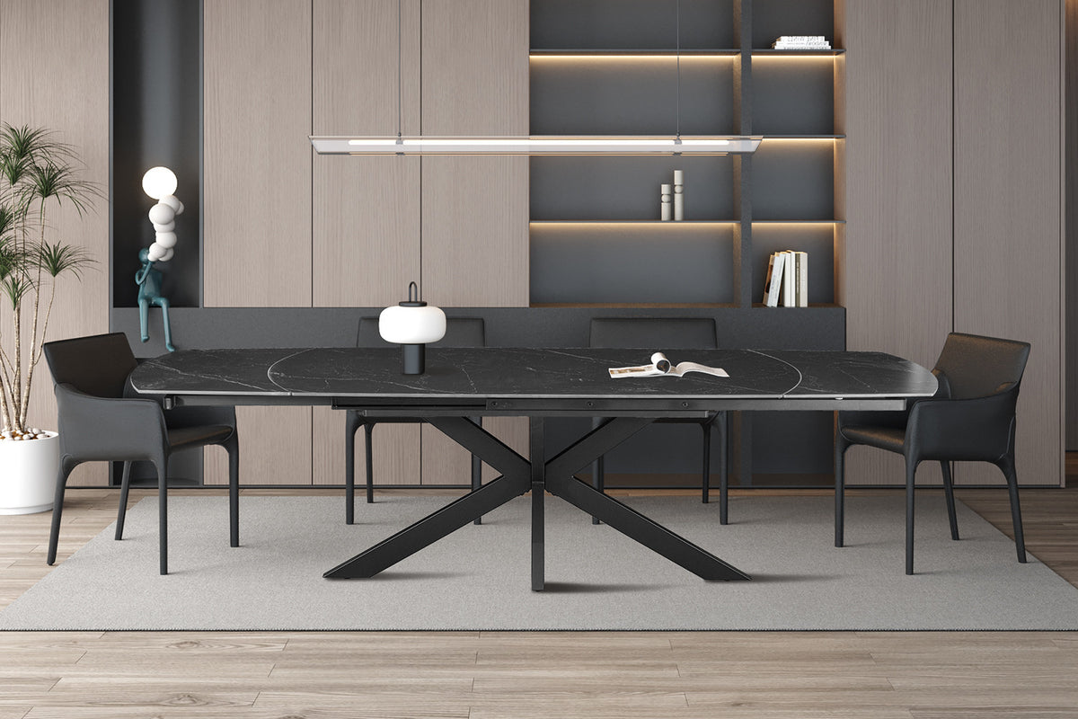 NEW - Uitschuifbare tafel 'Ares' 160-240 cm Deens Ovaal Steen Zwart (2c) - foto 2