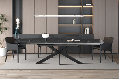 NEW - Uitschuifbare tafel 'Ares' 160-240 cm Deens Ovaal Steen Zwart (2c) - foto 2