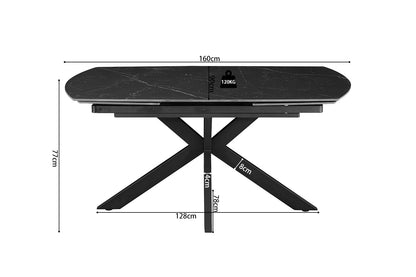 NEW - Uitschuifbare tafel 'Ares' 160-240 cm Deens Ovaal Steen Zwart (2c) - foto 9