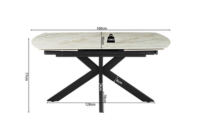 NEW -Uitschuifbare tafel 'Ares' 160-240 cm Deens Ovaal Glanzend Steen Beige (2c) - foto 10