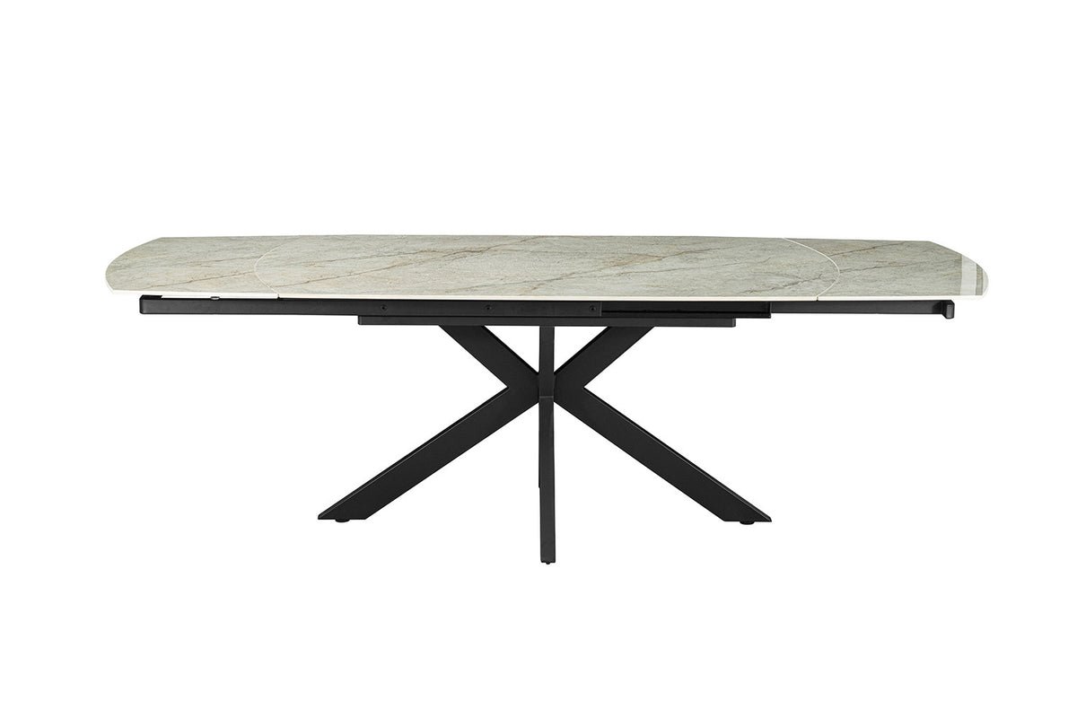 NEW -Uitschuifbare tafel 'Ares' 160-240 cm Deens Ovaal Glanzend Steen Beige (2c) - foto 4
