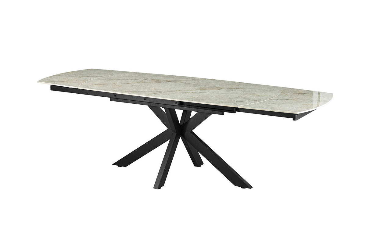 NEW -Uitschuifbare tafel 'Ares' 160-240 cm Deens Ovaal Glanzend Steen Beige (2c) - foto 5