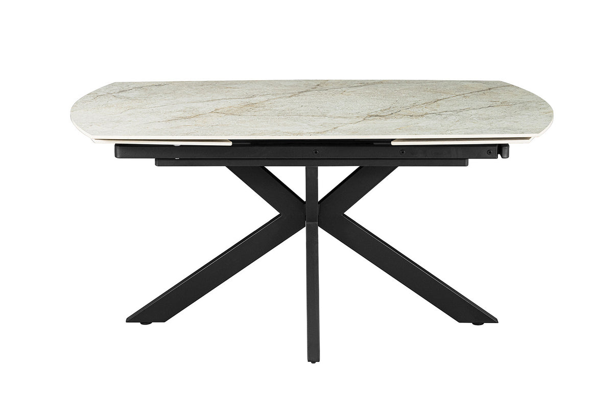 NEW -Uitschuifbare tafel 'Ares' 160-240 cm Deens Ovaal Glanzend Steen Beige (2c) - foto 6