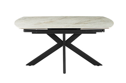 NEW -Uitschuifbare tafel 'Ares' 160-240 cm Deens Ovaal Glanzend Steen Beige (2c) - foto 6