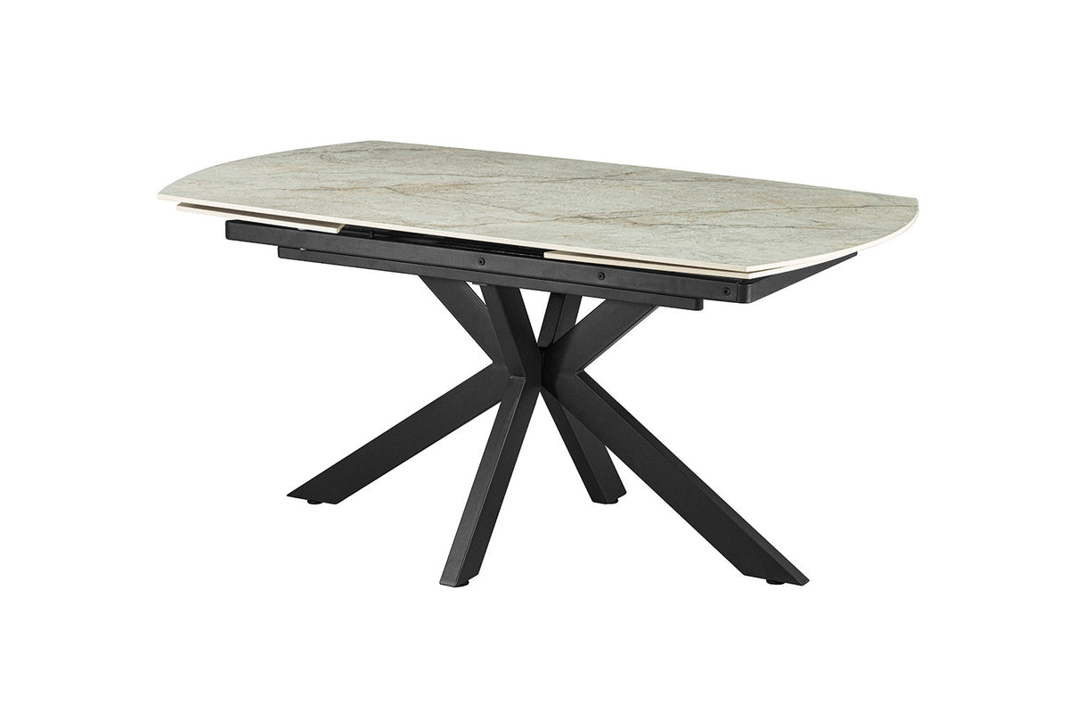 NEW -Uitschuifbare tafel 'Ares' 160-240 cm Deens Ovaal Glanzend Steen Beige (2c) - foto 7