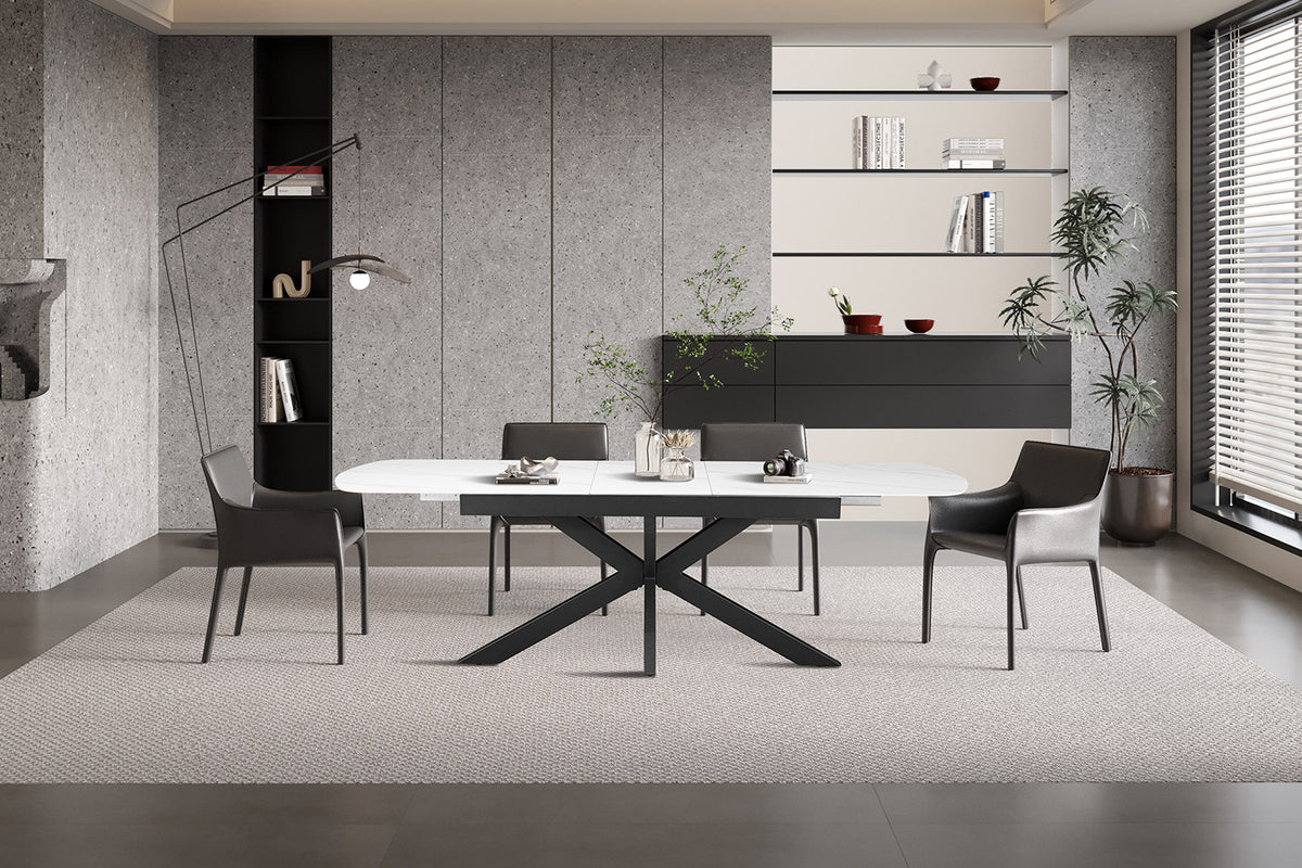 NEW - Uitschuifbare tafel 'Hestia' 180-220 cm Deens Ovaal Steen Wit (2c) - foto 2