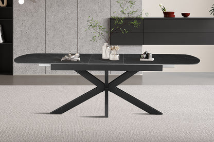 NEW - Uitschuifbare tafel 'Hestia' 180-220 cm Deens Ovaal Steen Zwart (2c) - foto 3