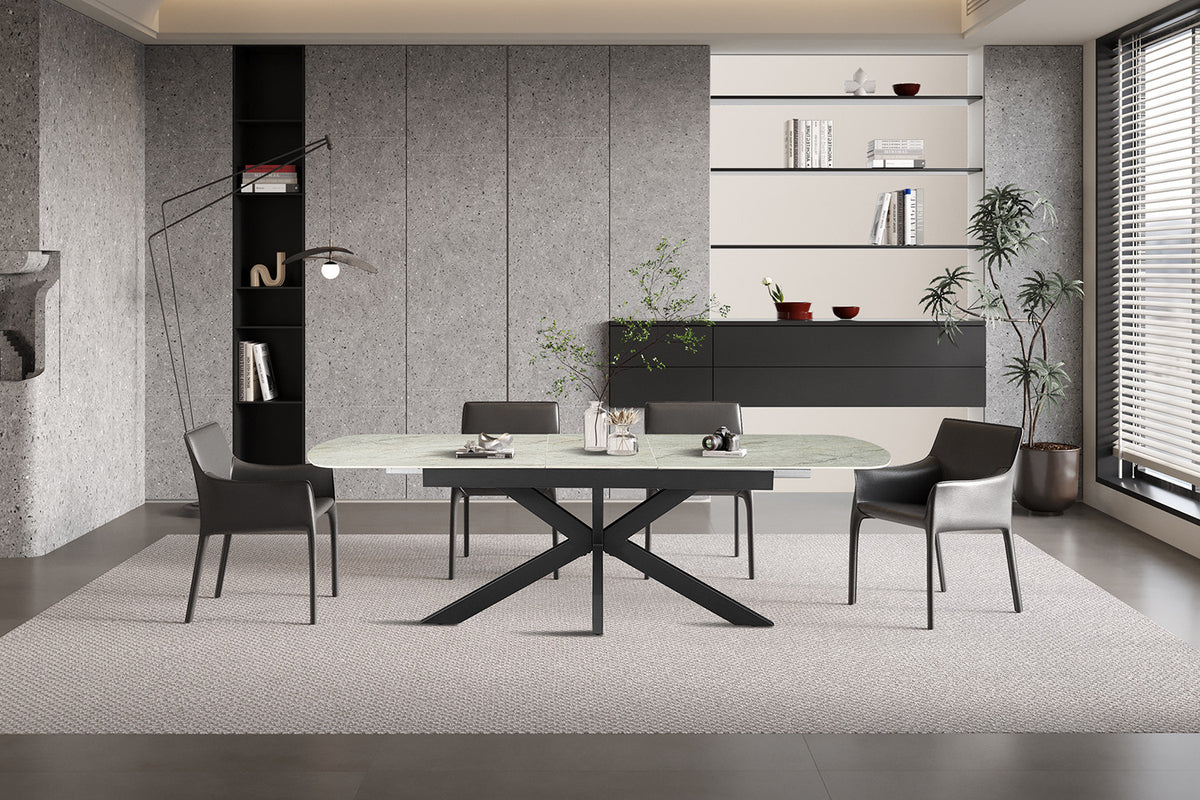 NEW -Uitschuifbare tafel 'Hestia' 180-220 cm Deens Ovaal Glanz. Steen Beige (2c) - foto 2