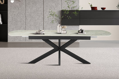 NEW -Uitschuifbare tafel 'Hestia' 180-220 cm Deens Ovaal Glanz. Steen Beige (2c) - foto 3