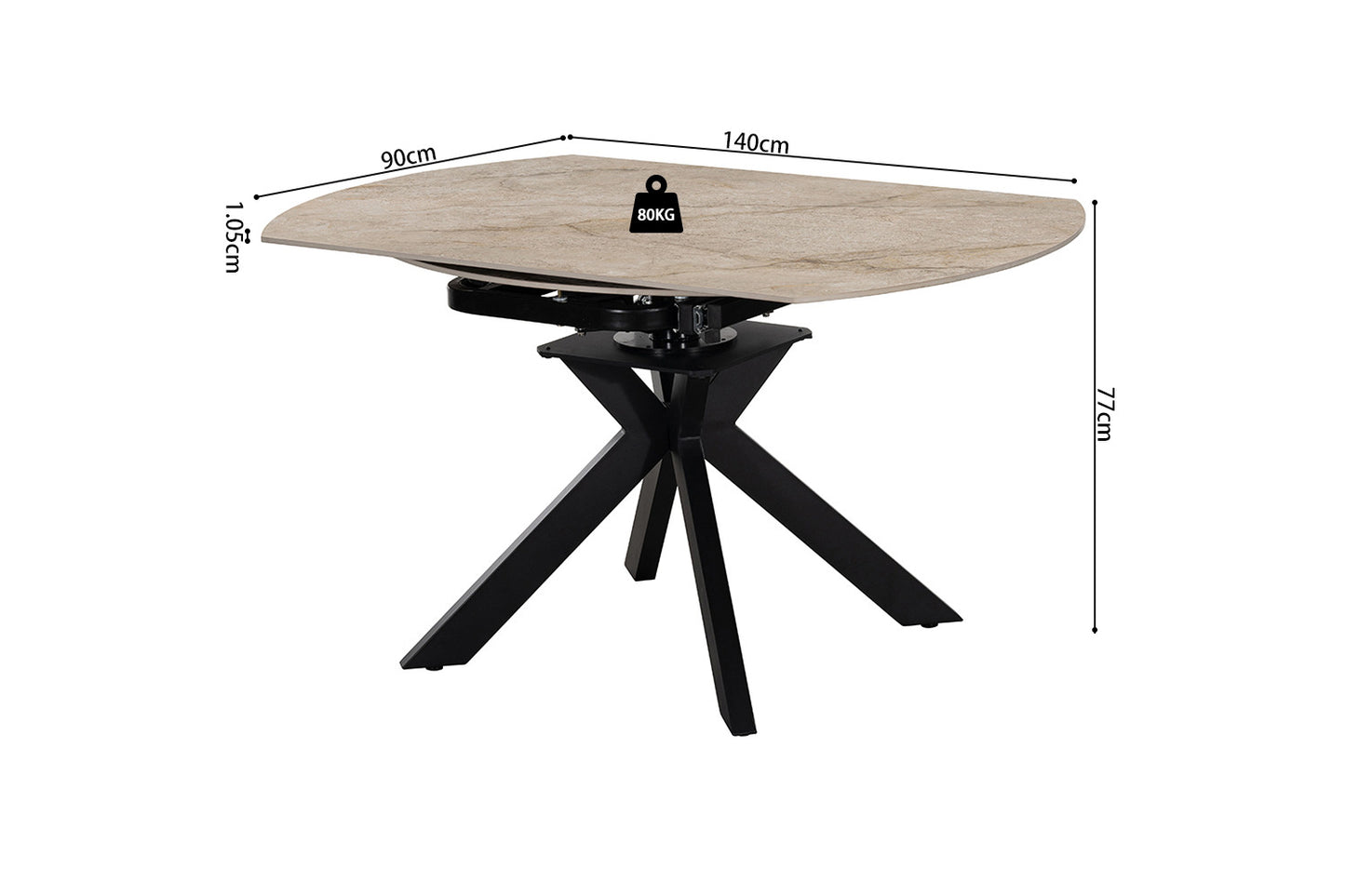 NEW - Uitschuifbare tafel 'Athéna' Rond 140-140x90 cm steen Shakspear Beige (2c) - foto 10