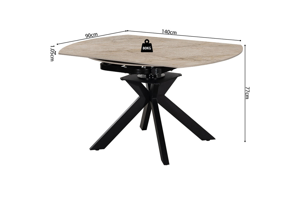 NEW - Uitschuifbare tafel 'Athéna' Rond 140-140x90 cm steen Shakspear Beige (2c) - foto 10