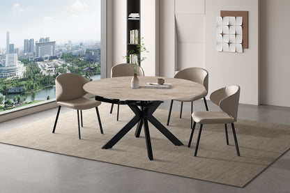 NEW - Uitschuifbare tafel 'Athéna' Rond 140-140x90 cm steen Shakspear Beige (2c) - foto 2